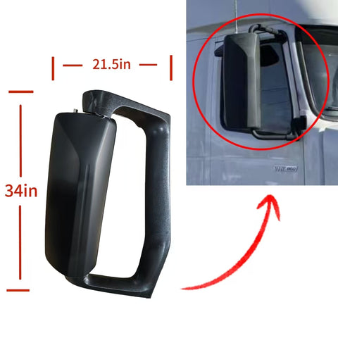 GA-V-129B Complete R Door Mirror Complete With Mirror Bracket Black Cover Right Side For Volvo VNL 2018-2024