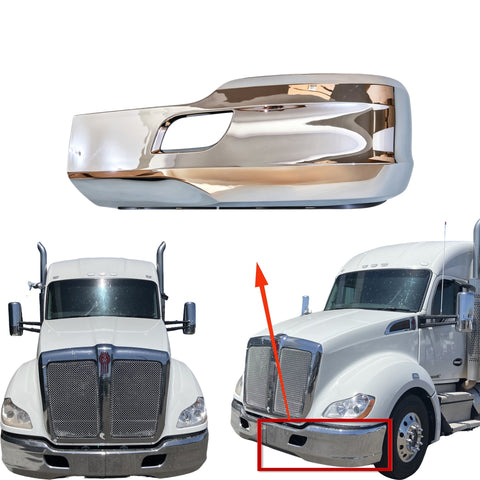 GA-KW-017B-L Chrome Plastic Bumper Without Fog Lamp Hole Left Driver Side for Kenworth T680 2012 2013 2014 2015 2016 2017 2018 2019 2020 2021