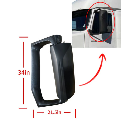GA-V-129B Complete L Door Mirror Complete With Mirror Bracket Black Cover Left Side For Volvo VNL 2018-2024