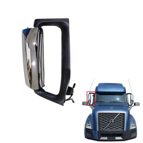 GA-V-129A-Complete-R Door Mirror Complete With Bracket Chrome Cover Right Side For Volvo VNL 2018-2024