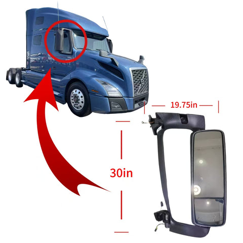 GA-V-129A Complete-R Door Mirror Complete With Bracket Chrome Cover Right Side For Volvo VNL 2018-2024