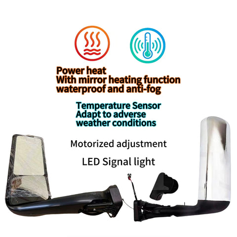 GA-IN-068A-L Chrome Door Mirror Driver left Side for International LT LT625 2018 2019 2020 2021 2022 2023 2024