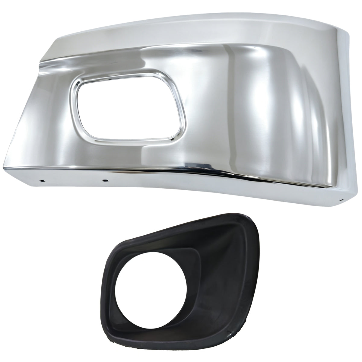 GA-KW-079-2A-L&GA-PE-048-3-L Corner Bumper W/ FogLamp Hole Rubber Cover Insert LH For Kenworth T680 2022 2023 2024 2025 2026