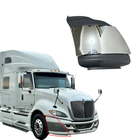GA-IN-032-R Front Bumper End W/Chrome Trim RH For International ProStar 2012 2013 2014 2015 2016 2017 2018