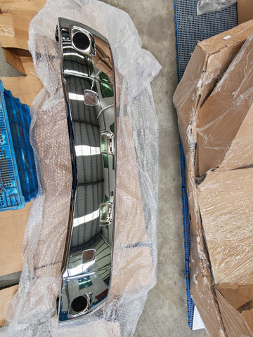 GA-PE-011D Peterbilt 579 3 PCS Plastic Chrome Plastic Bumper Set with Fog Light Hole 2013 2014 2015 2016 2017 2018 2019 2020 2021 2022