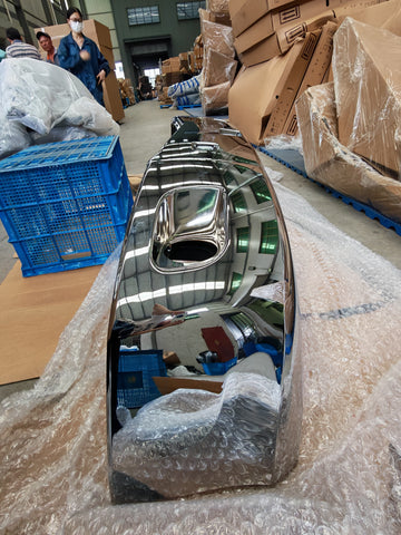 GA-PE-011D Peterbilt 579 3 PCS Plastic Chrome Plastic Bumper Set with Fog Light Hole 2013 2014 2015 2016 2017 2018 2019 2020 2021 2022