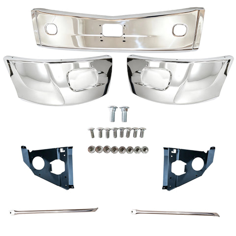 GA-PE-048C Steel Bumper ASSY W/O Fog Lamp Hole with Bracket for Peterbilt 579 2013 2014 2015 2016 2017 2018 2019 2020 2021 2022