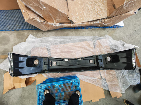 GA-PE-011D Peterbilt 579 3 PCS Plastic Chrome Plastic Bumper Set with Fog Light Hole 2013 2014 2015 2016 2017 2018 2019 2020 2021 2022