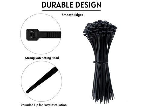 GA-ZT-010 100 BLACK CABLE ZIP TIES Heavy Duty UV Resistant UL 14"INCH-(8.8MM-WIDTH)
