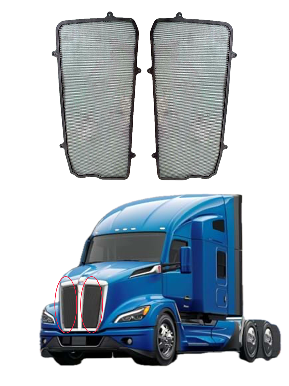 GA-KW-052-2 Bug Screen Pair LH+RH For Kenworth T680 Next Gen 2022 2023 2024 2025