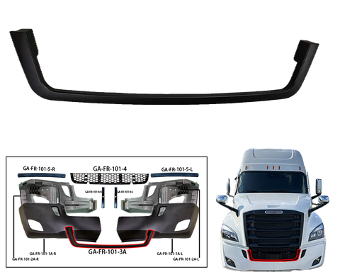 GA-FR-101-3A Black Front Bumper Trim Replacement For Freightliner Cascadia 2018 2019 2020 2021 2022 2023 2024